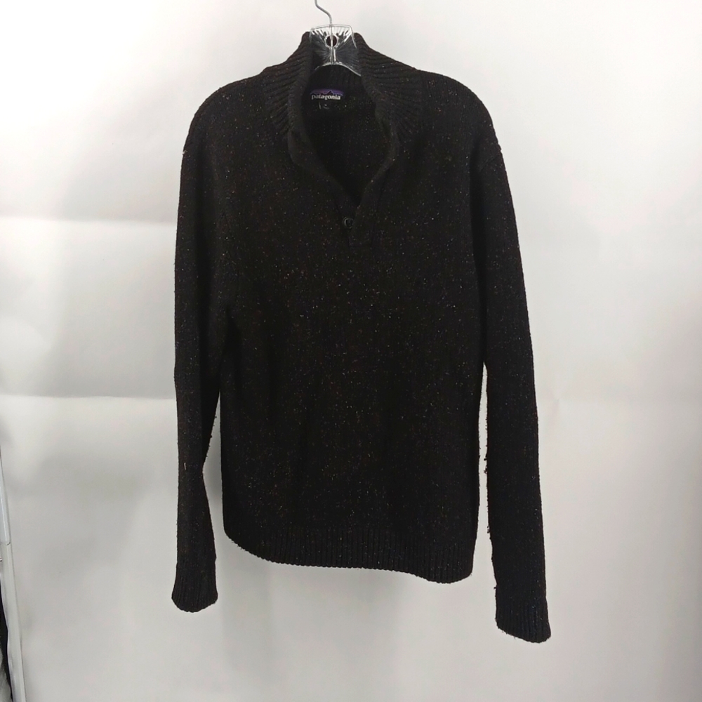 Patagonia Men's Sweater Jacket Size:Medium Black Pullover 1/4 Zip Wool Blend